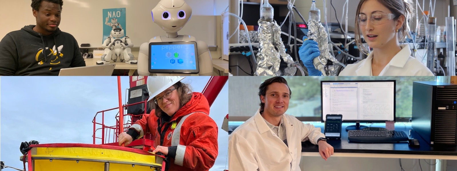 ARCS Scholars, clockwise: Kanton Rogers, Atlanta; Mariah Dorner, Minnesota; Kelsey Lane, Oregon; Henry Crandall, Utah Collage of four ARCS Scholars at work